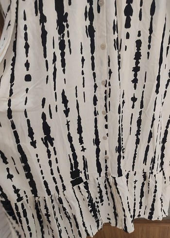 Kadın Beyaz Gri Uzun Kol Bohem Elbise - Görsel 5