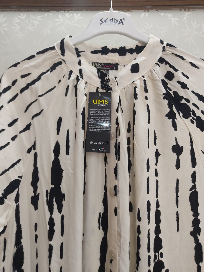 Kadın Beyaz Gri Uzun Kol Bohem Elbise - Görsel 4