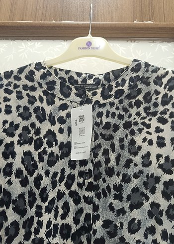 Leopar Desenli Uzun Gri Kadın Elbise - Görsel 3