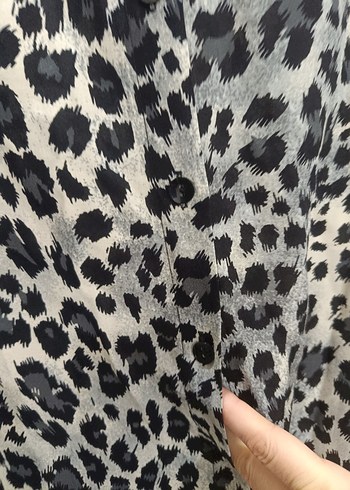 Leopar Desenli Uzun Gri Kadın Elbise - Görsel 4