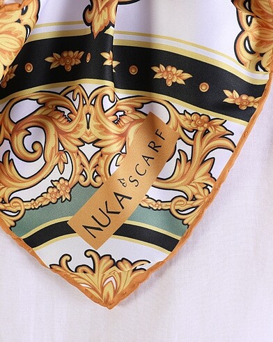 Beden beyaz Renk Özel Tasarım Twill İpek Eşarp Barok Beyaz