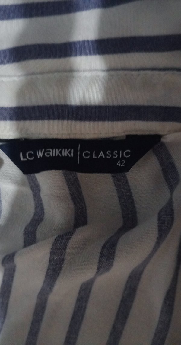 Erkek Gri Çizgili Uzun Kollu Gömlek ve Mavi Rahat Pijama - Görsel 4