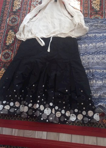 Nakışlı Siyah Bohem Mini Hamile Eteği - Görsel 2