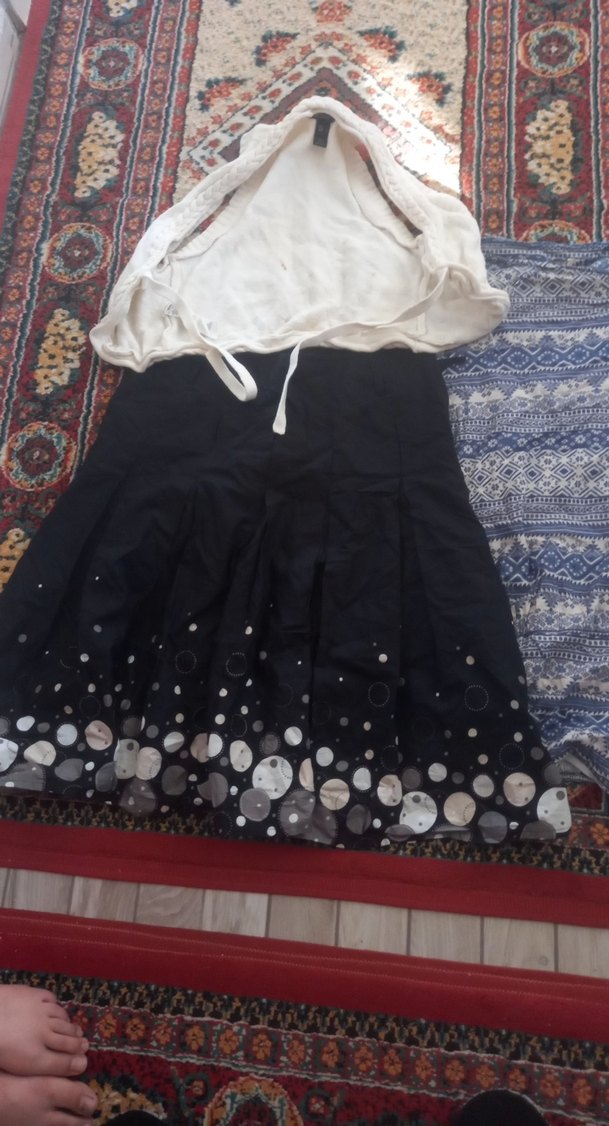 Nakışlı Siyah Bohem Mini Hamile Eteği - Görsel 2