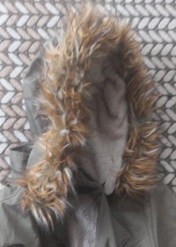 Gri Kadın Kalın Kışlık Mont Kürklü Kapüşonlu - Görsel 3