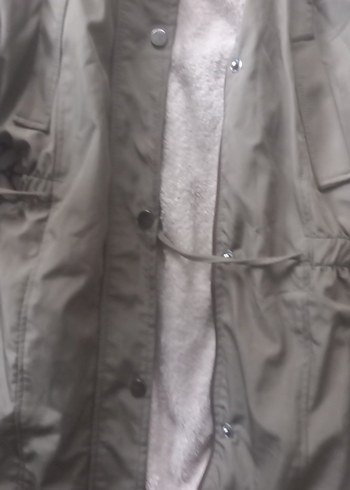 Gri Kadın Kalın Kışlık Mont Kürklü Kapüşonlu - Görsel 2