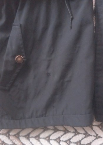 Gri Kapüşonlu Kadın Midi Ceket kirli biraz - Görsel 2