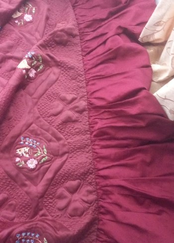 Bordo Nakışlı Nevresim ve Çarşaf Takımı - Görsel 2