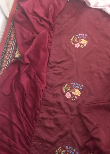 Bordo Nakışlı Nevresim ve Çarşaf Takımı - Görsel 3