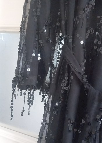 Siyah İşlemeli Uzun Kollu Gotik Elbise - Görsel 3