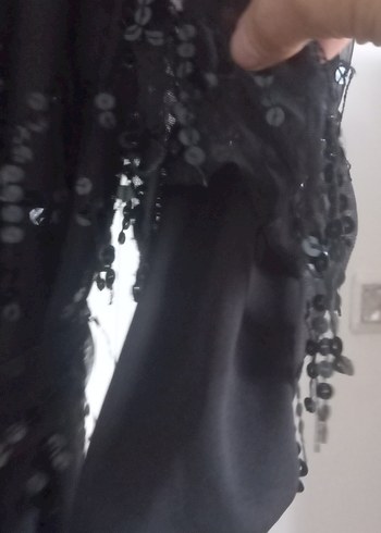 Siyah İşlemeli Uzun Kollu Gotik Elbise - Görsel 5