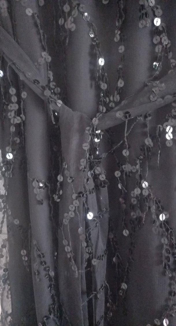 Siyah İşlemeli Uzun Kollu Gotik Elbise - Görsel 2