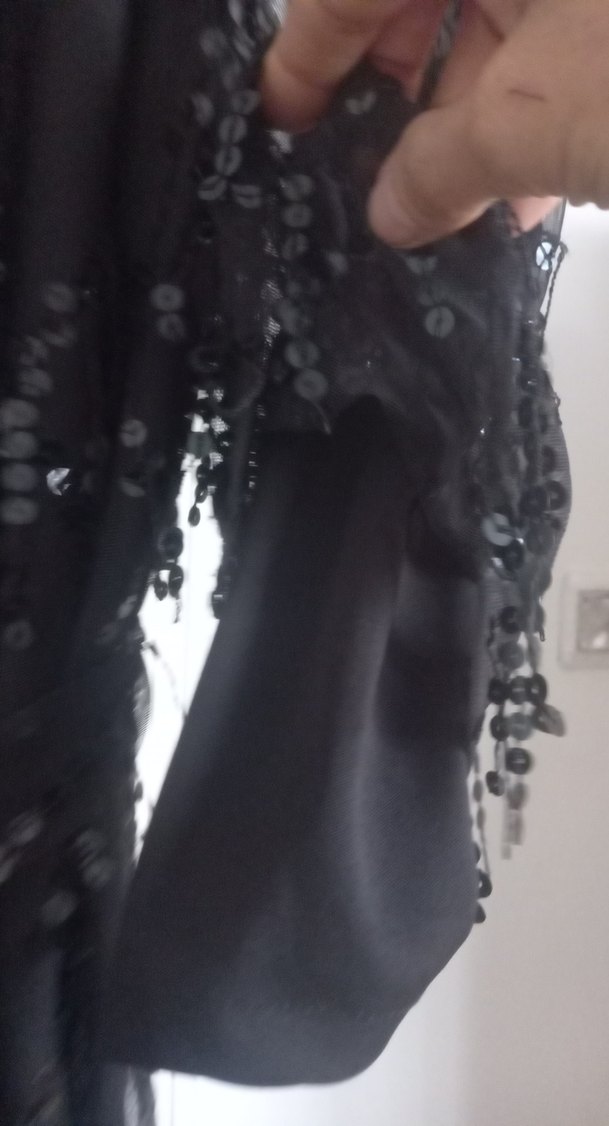 Siyah İşlemeli Uzun Kollu Gotik Elbise - Görsel 5