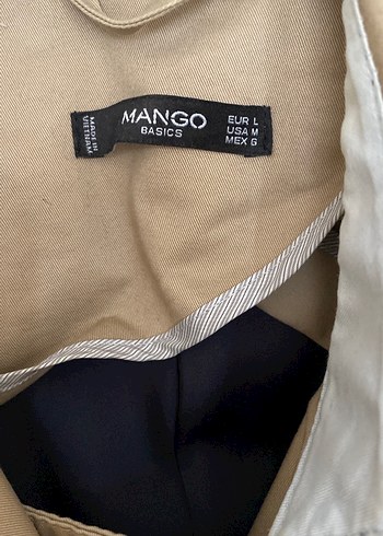 l Beden Mango Kadın Bej Midi Trençkot Kemerli