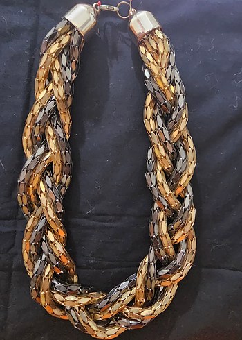 Accessorize Altın ve siyah Renkli Zincir Detaylı Bohem Uzun Kolye