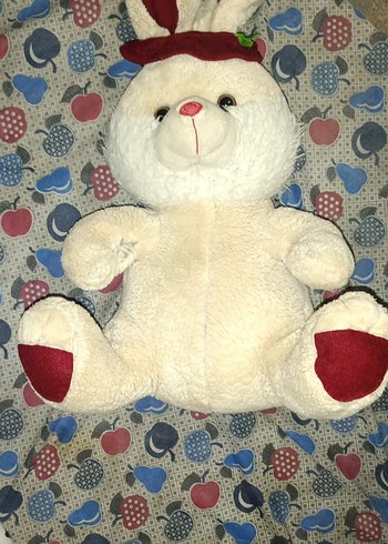 Beyaz peluş oyuncak ayı ve tavşan - Görsel 2