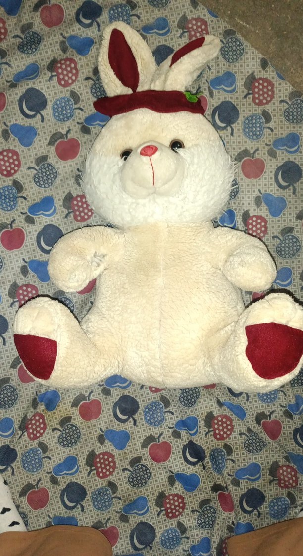 Beyaz peluş oyuncak ayı ve tavşan - Görsel 2