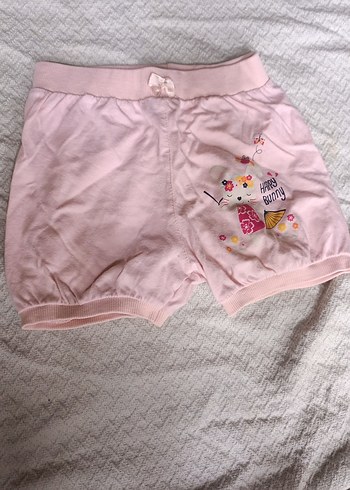 Nakışlı Pembe Kız Şortu, Düğmeli - Görsel 2