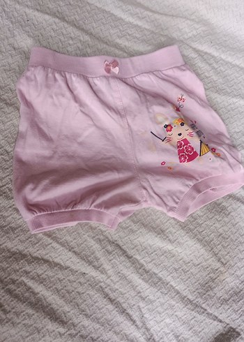Nakışlı Pembe Kız Şortu, Düğmeli - Görsel 3