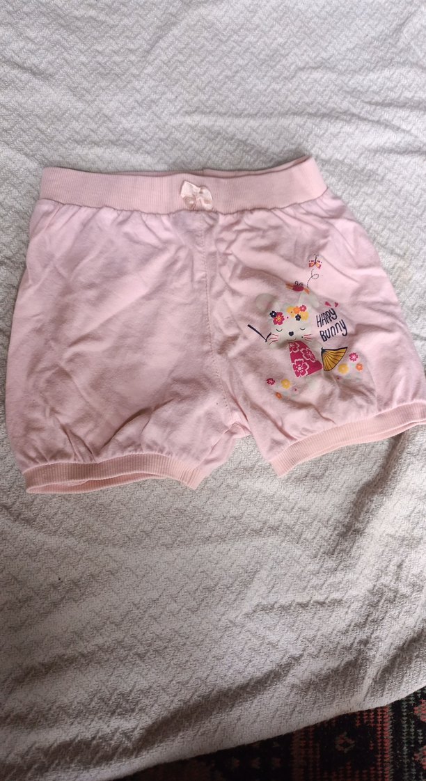 Nakışlı Pembe Kız Şortu, Düğmeli - Görsel 2