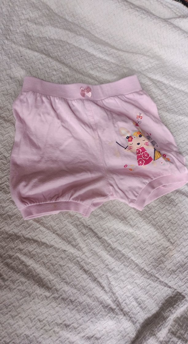 Nakışlı Pembe Kız Şortu, Düğmeli - Görsel 3