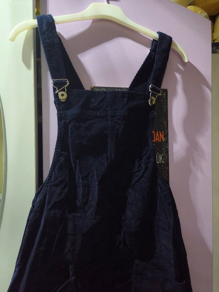 Kızlar için Koyu lacivert Baskılı Kot salopet - Görsel 3