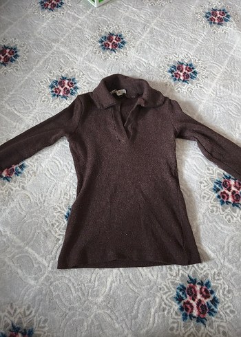 Kahverengi Yünlü Kadın Triko Kazak - Görsel 2