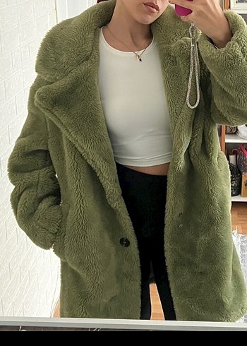 Bershka yeşil kürk - Görsel 5