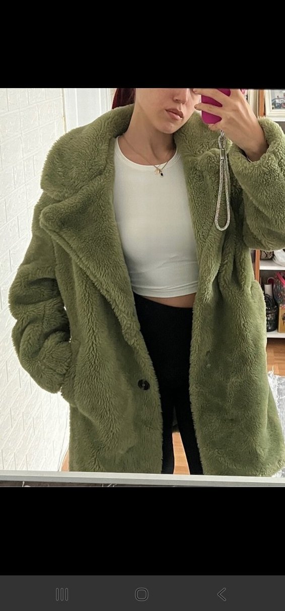 Bershka yeşil kürk - Görsel 5