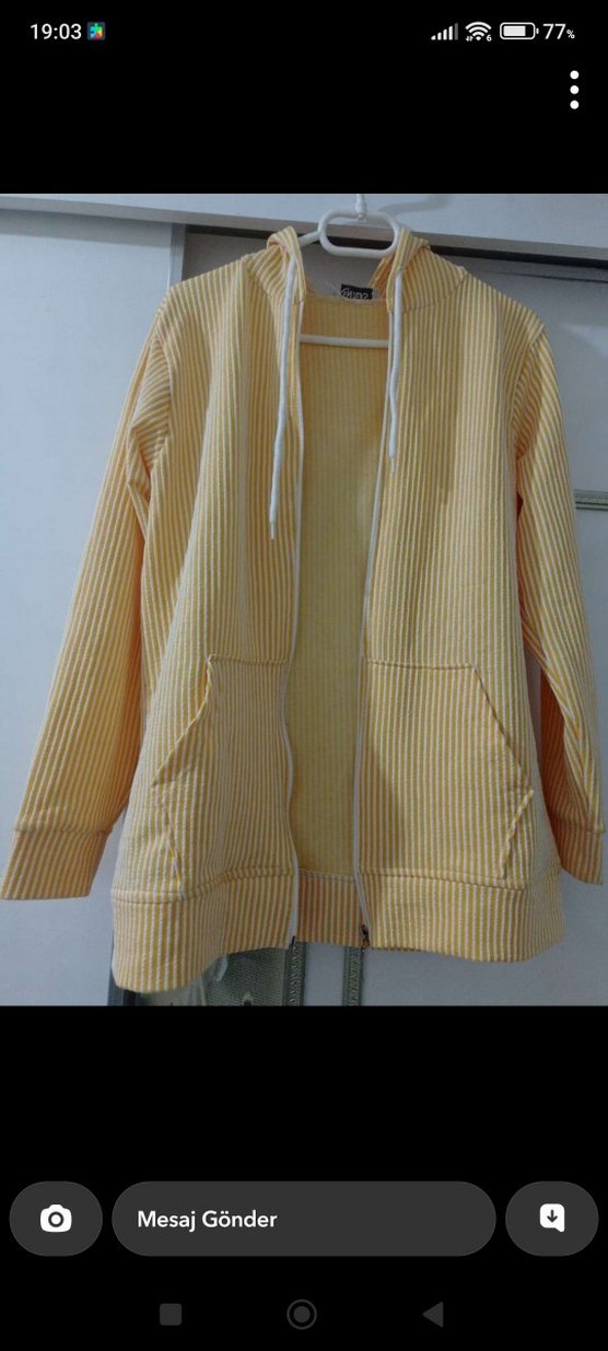 Kadın Sarı fitilli Beyaz çizgili eşofman takim - Görsel 2