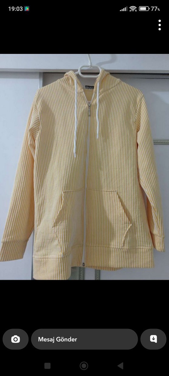 Kadın Sarı fitilli Beyaz çizgili eşofman takim - Görsel 3