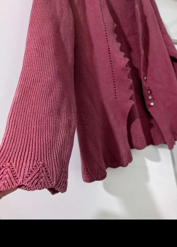 mor Düğmeli Triko Kadın Hırka - Görsel 3