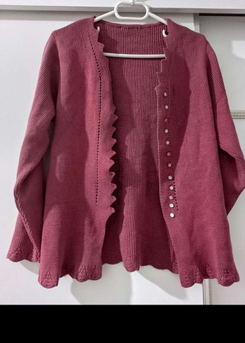 mor Düğmeli Triko Kadın Hırka - Görsel 2