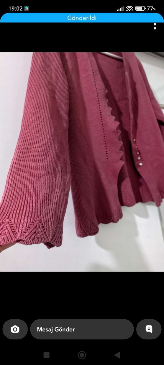 mor Düğmeli Triko Kadın Hırka - Görsel 3