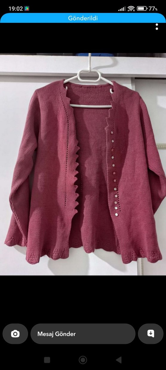 mor Düğmeli Triko Kadın Hırka - Görsel 2