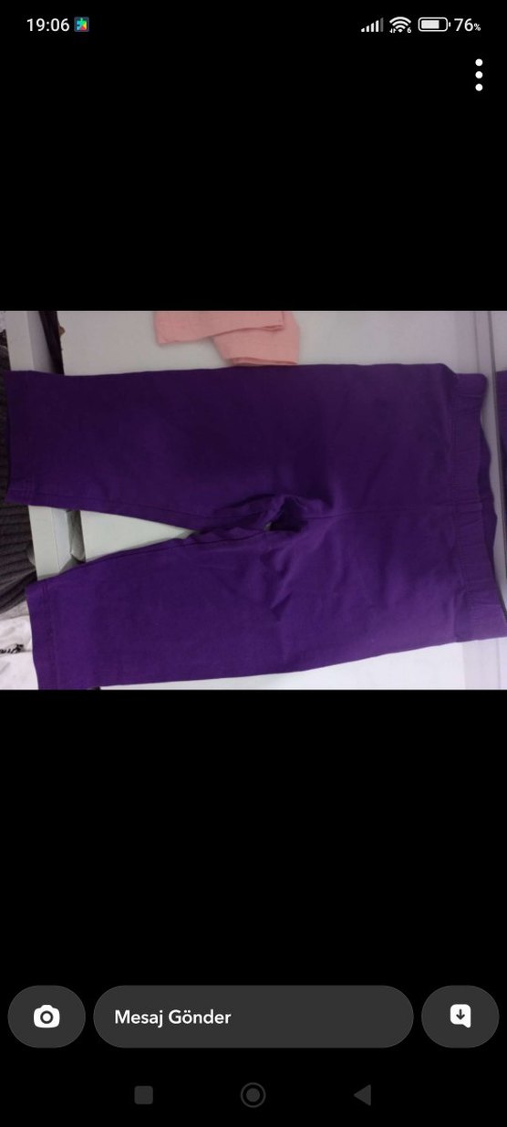 Kız Çocuk Mor ve Pembe Desenli Tayt - Görsel 3