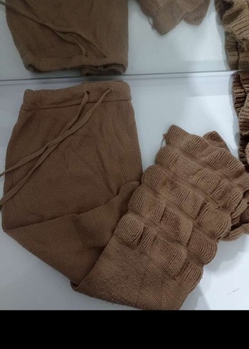 Kahverengi Kısa Örgü cocuk Süveter takim - Görsel 3