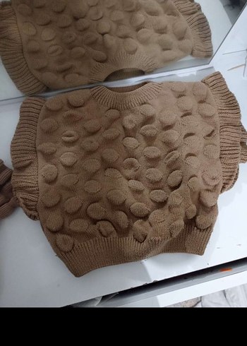 Kahverengi Kısa Örgü cocuk Süveter takim - Görsel 2