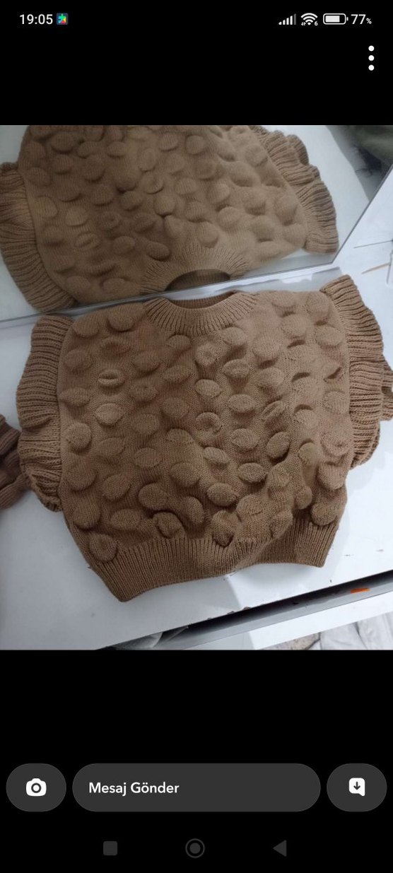 Kahverengi Kısa Örgü cocuk Süveter takim - Görsel 2