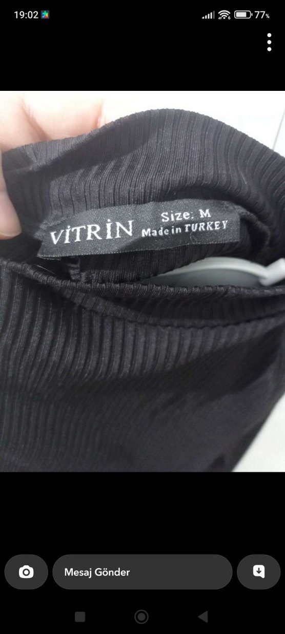 Siyah Yüksek Yaka Triko Kadın crop Kazak - Görsel 3