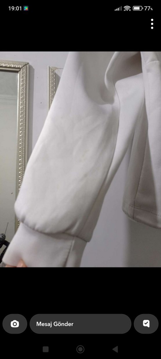 Kadın Beyaz Yarım Fermuarlı Sweatshirt - Görsel 2