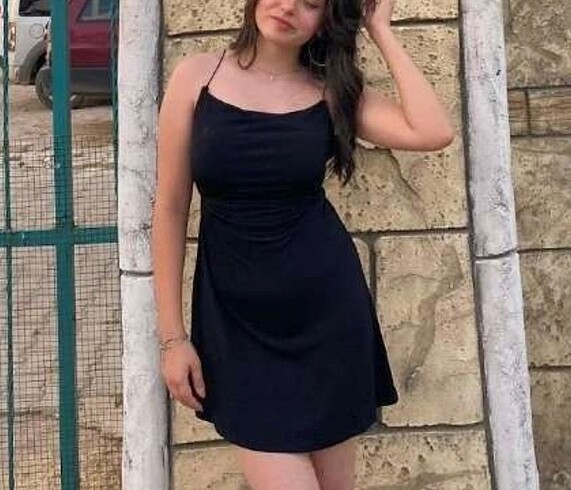 siyah mini askılı elbise