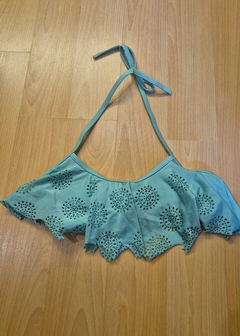 Nakışlı Turkuaz Askılı Bikini Üstü