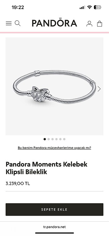 Pandora Moments Kelebek Klipsli Bileklik