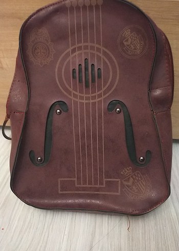 Bordo Baskılı Deri Kadın Sırt Çantası