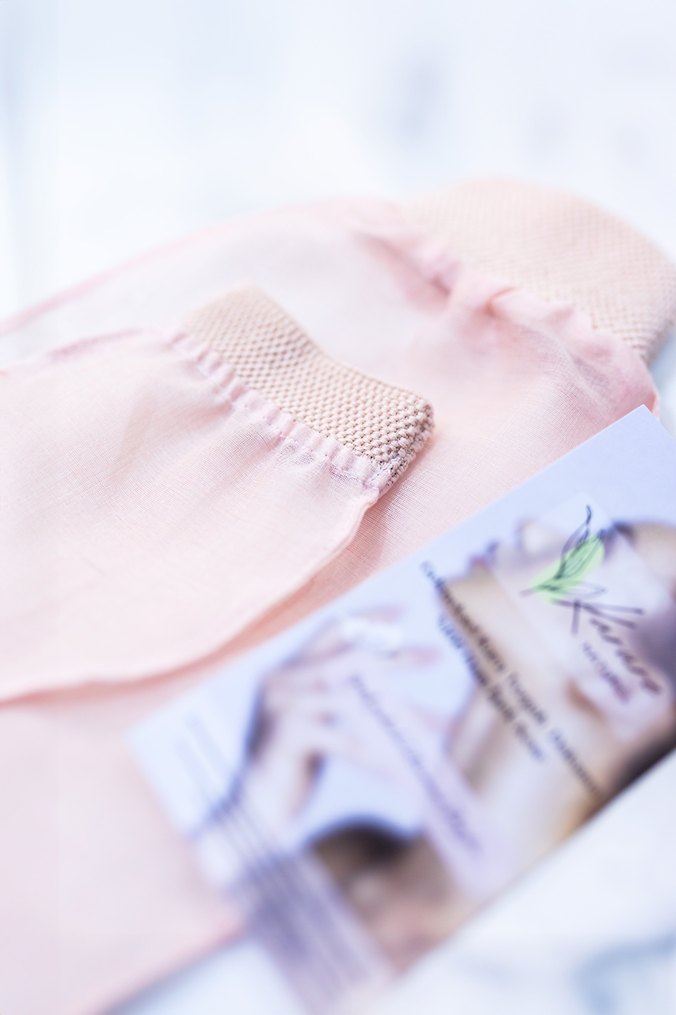 Volkanik Ponza taşı ve kabak lifi sırt keses, Ham ipek kese set. - Görsel 2