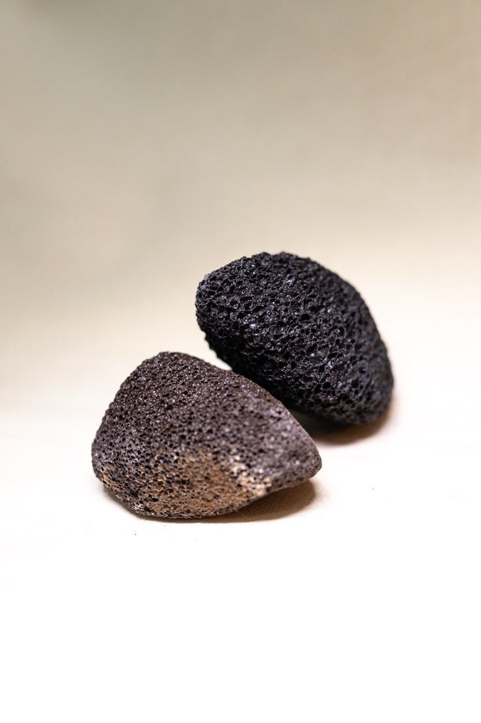 Volkanik Ponza taşı ve kabak lifi sırt keses, Ham ipek kese set. - Görsel 5