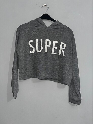 Sweatshirt S beden gri kapüşonlu