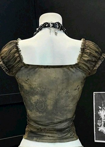 Diğer Kahverengi/Yeşil Gotik Mini Bluz