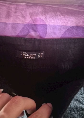 Collezione çift düğmeli kot etek siyah
